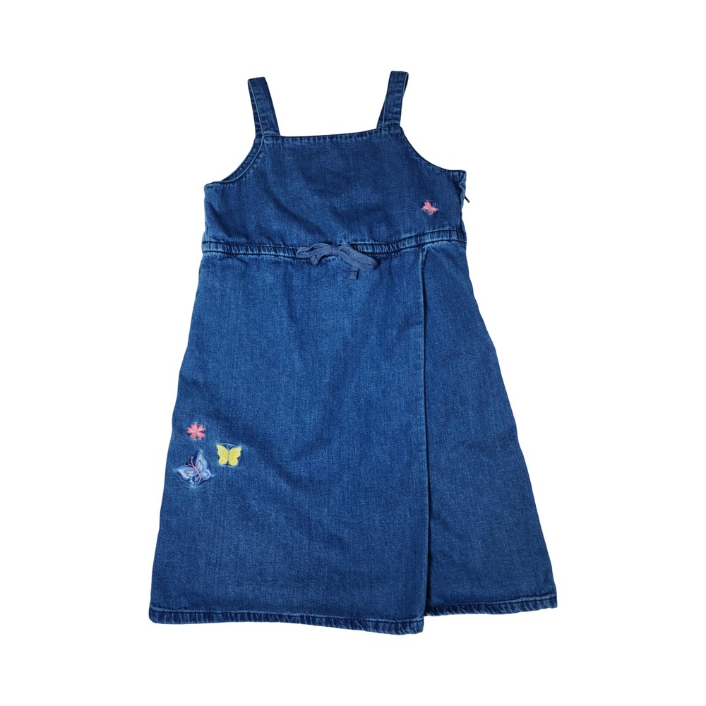 Gap Kids Blue Denim Butterfly Embroidered Jumper Dress Medium Wash Size M‎